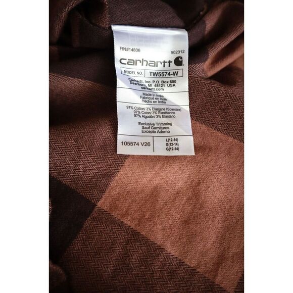 Carhartt Women's Sz L (12-14) Rugged Flex Loose Fit Midweight L/S Flannel Shirt - Picture 8 of 10